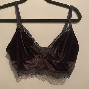 Velvet and lace bralette